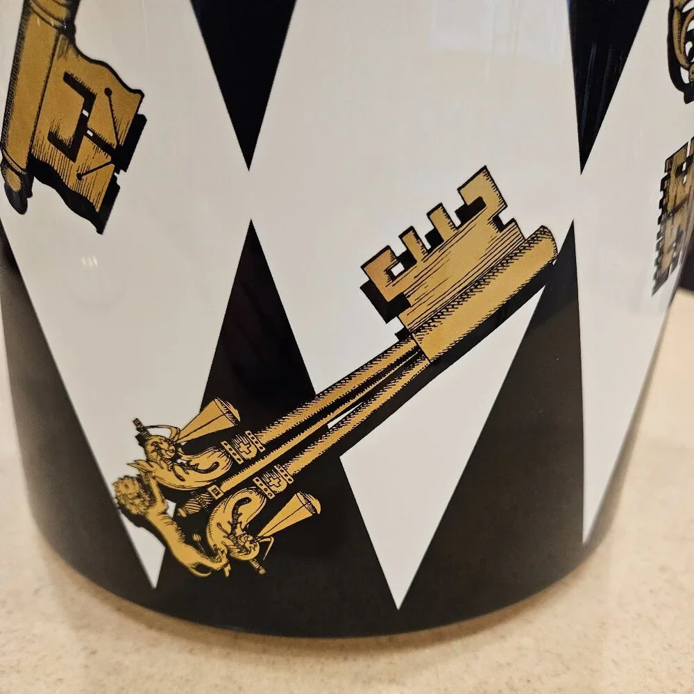 RARE COLLECTIBLE LIMITED FORNASETTI CHIAVI GOLD ROMBI BAR ICE BUCKET CONTAINER